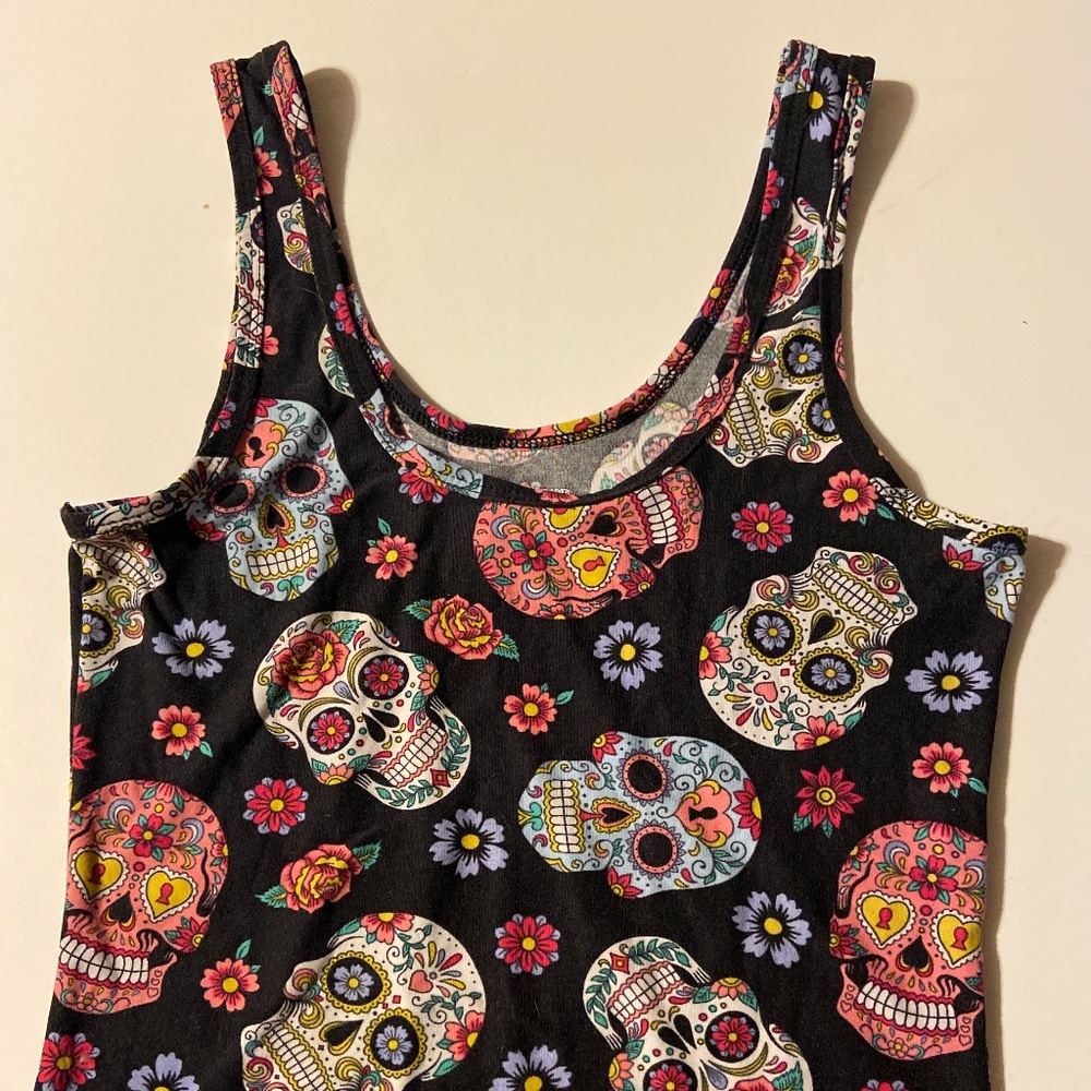 No Boundaries Mexican Sugar Skull Tank Top Super Soft NWOT